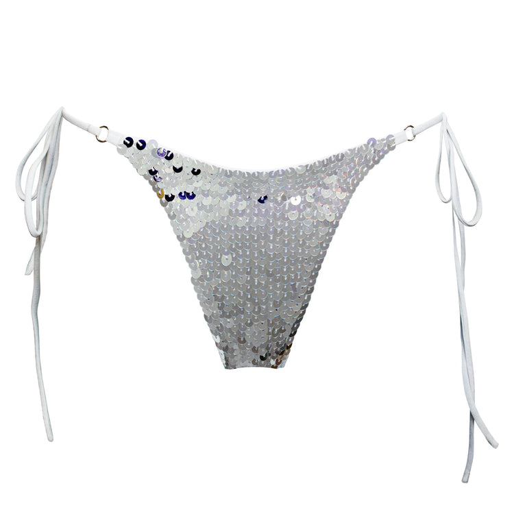 ELEKTRA BOTTOMS - WHITE MESH MIRROR BALL