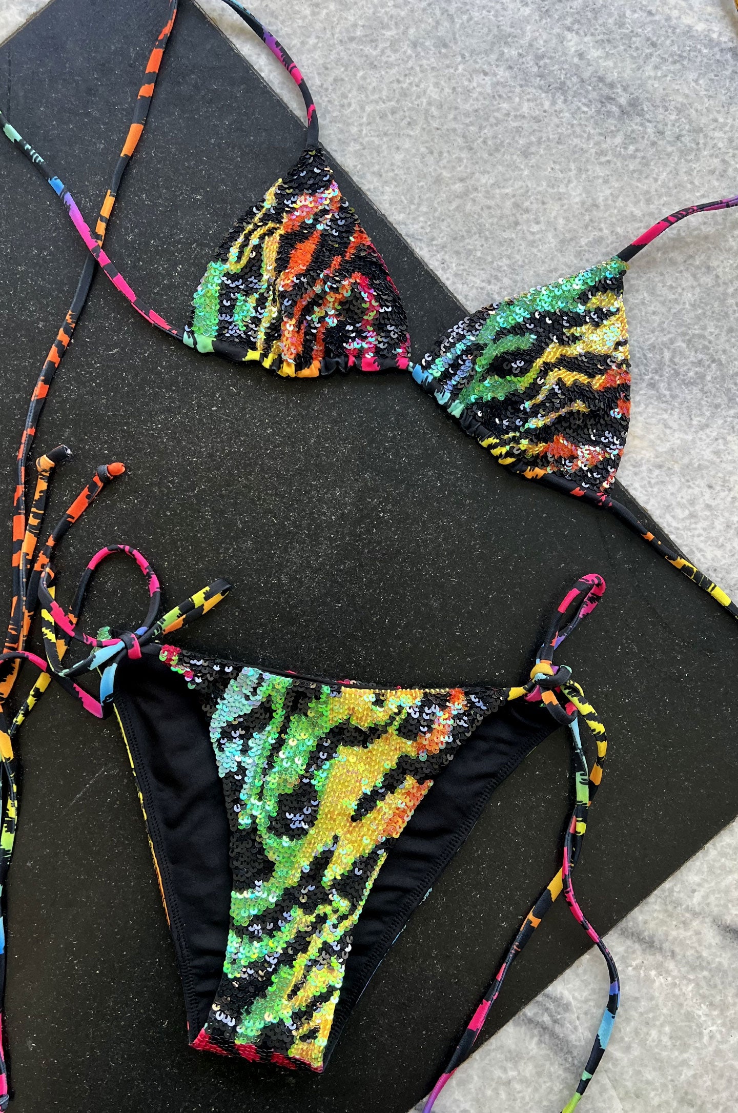 Hand-Sequined Elektra - Rainbow Tiger Hand-Sequined Elektra - Rainbow Tiger