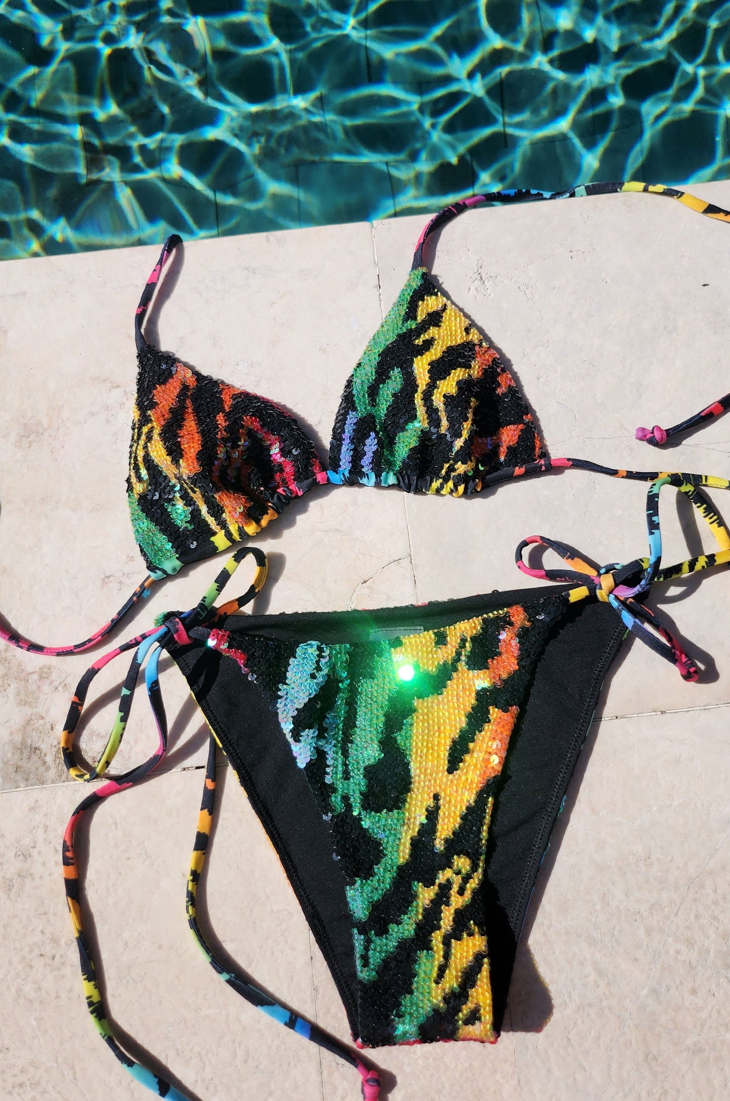 Hand-Sequined Elektra - Rainbow Tiger Hand-Sequined Elektra - Rainbow Tiger