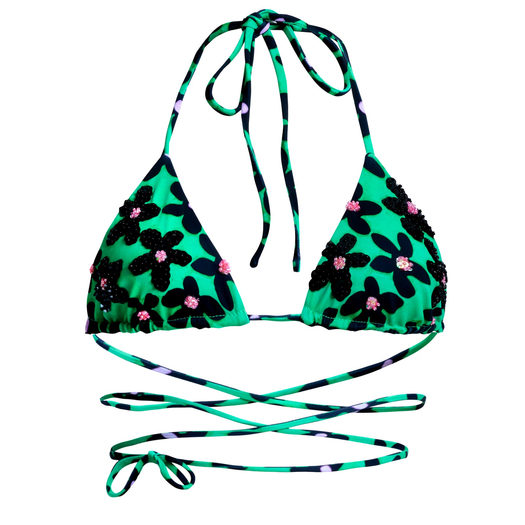 Hand-Sequined Svana - Green Daisy Hand-Sequined Svana - Green Daisy