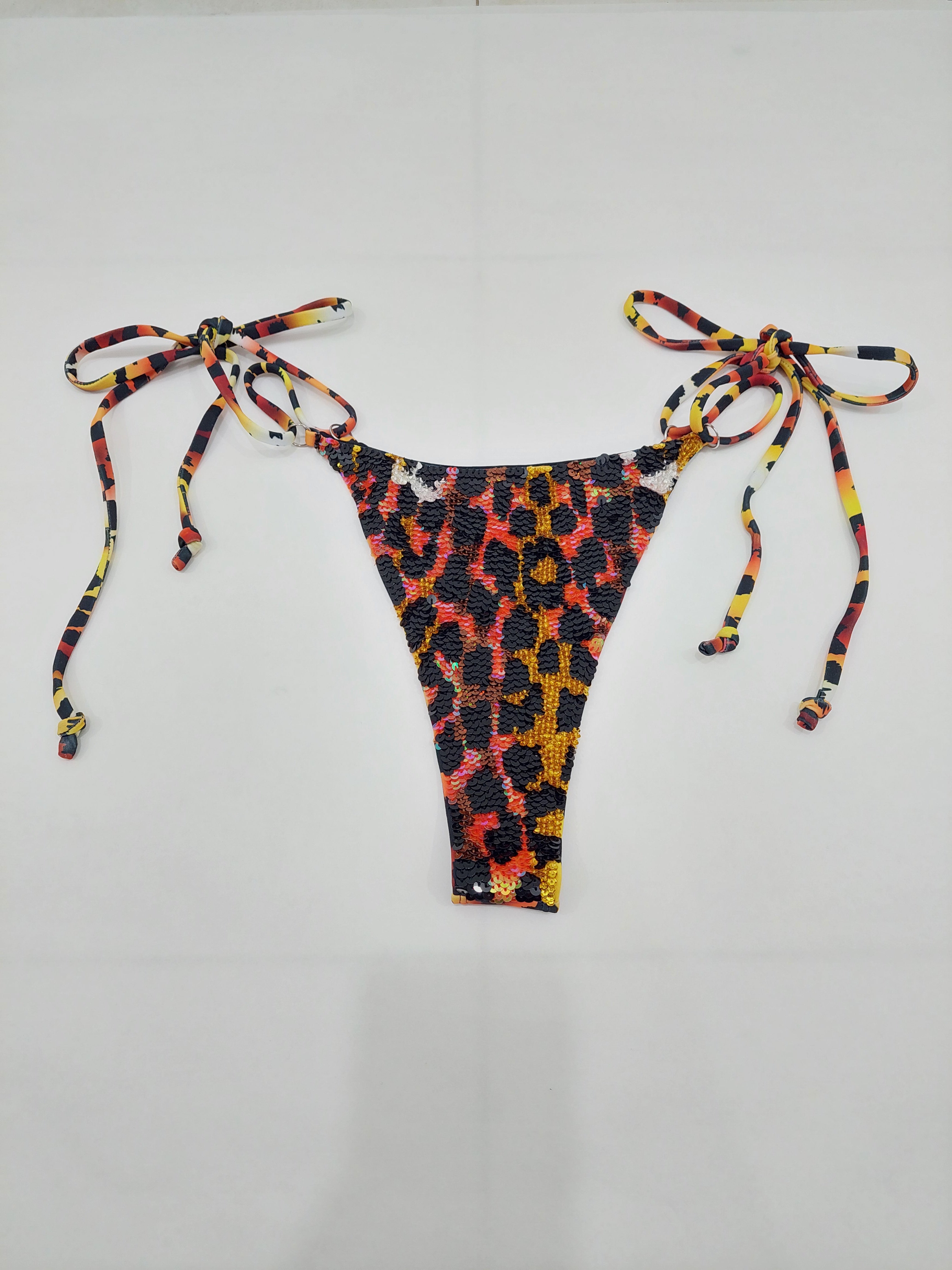 Hand-Sequined Zola Thong - Leopard