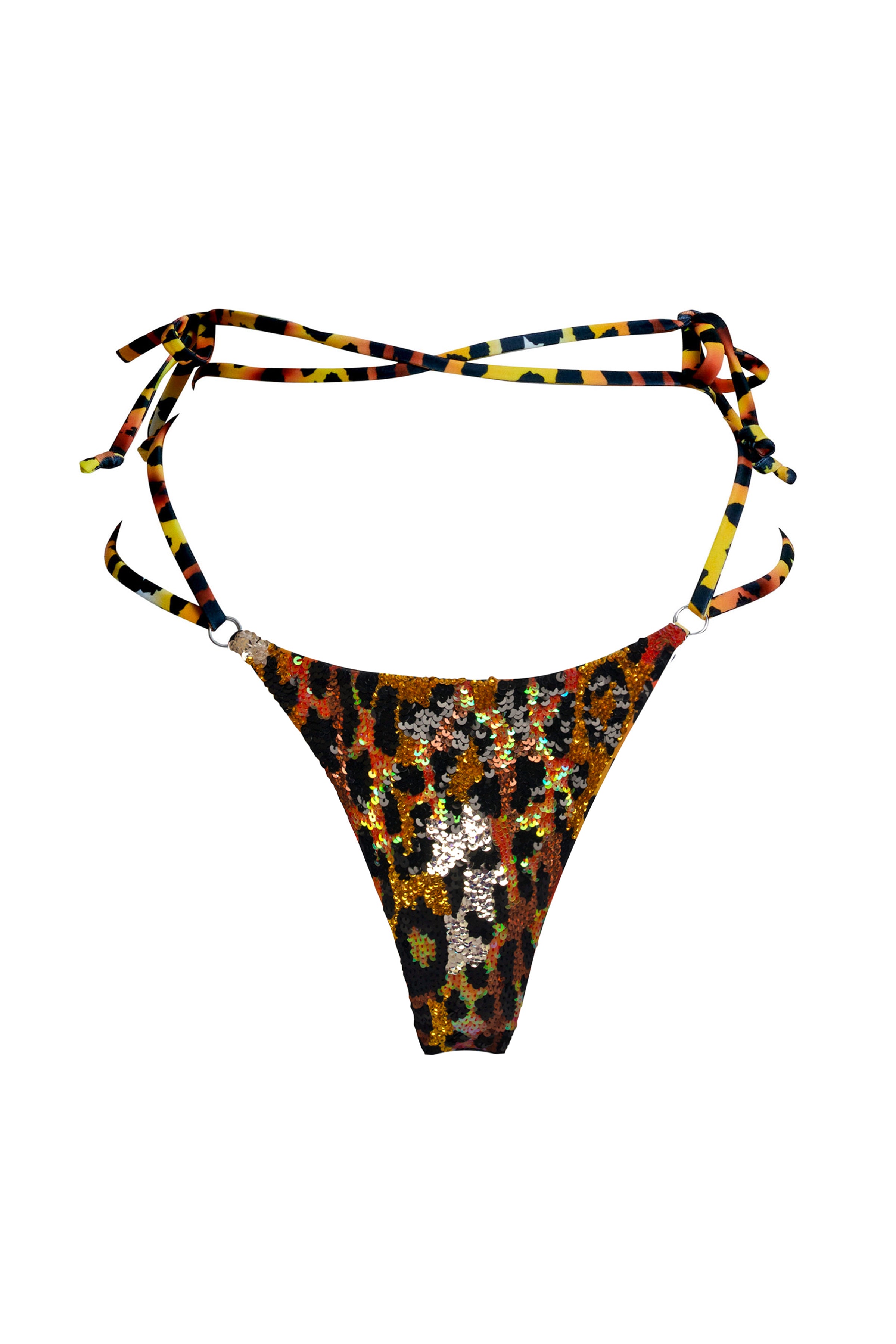Hand-Sequined Zola Thong - Leopard